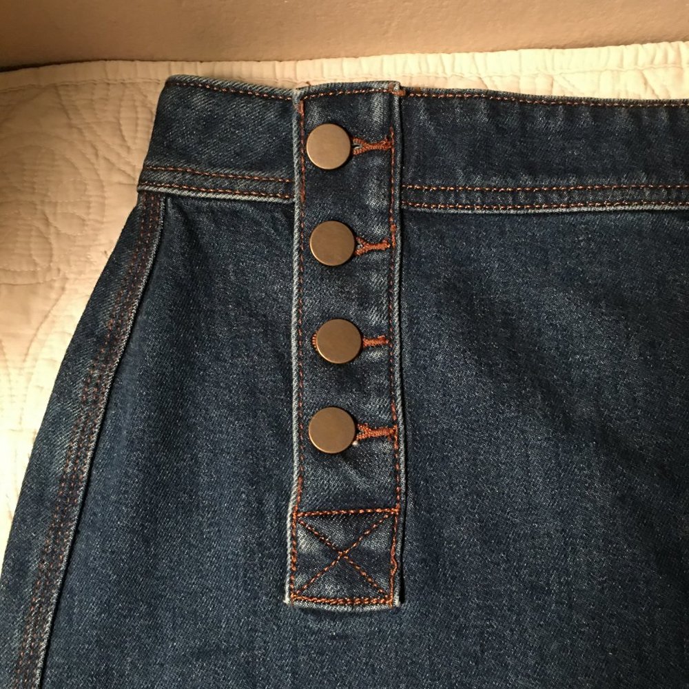 LOFT Nautical Inspired Button Front Denim Skirt - Picture 3 of 11